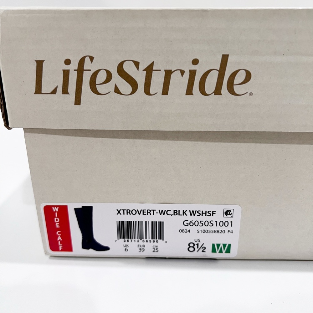 LifeStride Xtrovert Riding Boots Vegan Leather Wide Calf Black Size 8.5WIDE NEW - Picture 16 of 16